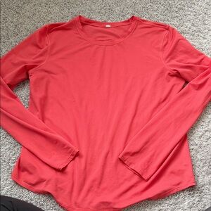 Vibrant Coral Long Sleeve Women's Top